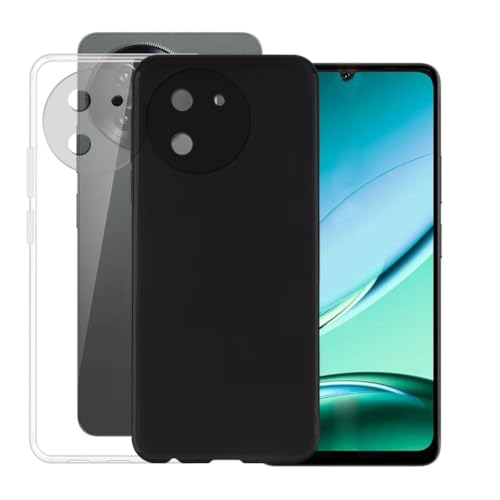 BUNALFaa Hülle für Doogee Note 59 Pro Cover, Handyhülle rutschfeste Stoßfest Sturzsichere Schutzhülle Schale Weich Silikon Case - (2 Sätze) Schwarz+Transparent von BUNALFaa