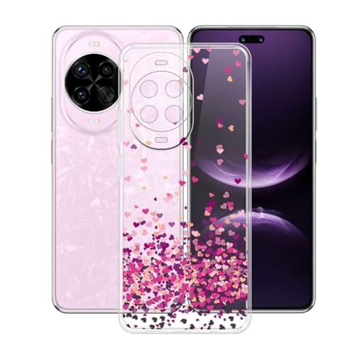 BUNALFaa Hülle für Huawei Nova 14 Pro (6.78") Cover, Transparent Handyhülle rutschfeste Stoßfest Sturzsichere Schutzhülle Schale Weich Silikon Case für -Herz von BUNALFaa