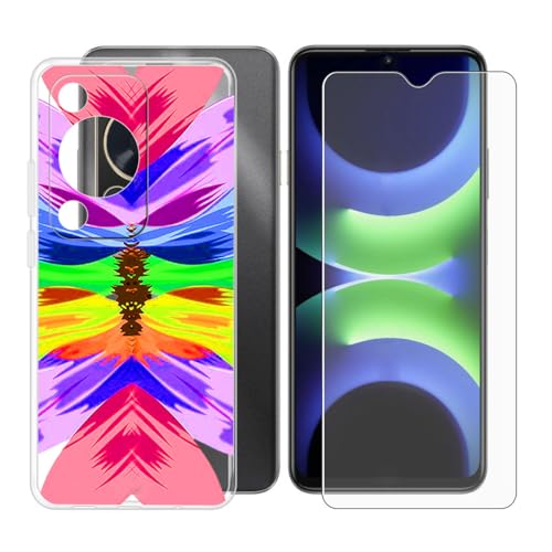 BUNALFaa Hülle für Huawei Nova Y63 (6.75") Cover Handyhülle + Gehärtetes Glas schutzfolie Displayschutzfolie, Hüllen Sturzsichere Schutzhülle Transparent Weich Silikon Case -Farbe von BUNALFaa