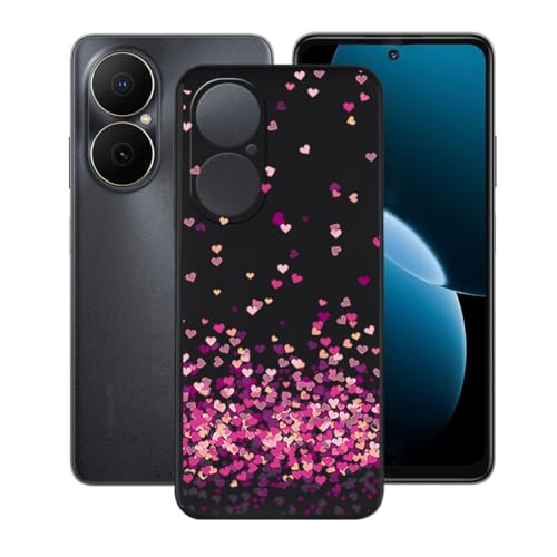 BUNALFaa Hülle für Huawei Nova Y73 (6.67") Cover, schwarz Handyhülle rutschfeste Stoßfest Sturzsichere Schutzhülle Schale Weich Silikon Case für -Herz von BUNALFaa