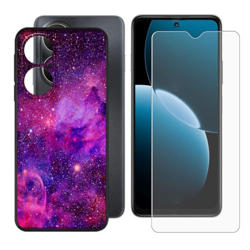 BUNALFaa Hülle für Huawei Nova Y73 (6.67") Cover Handyhülle + Gehärtetes Glas schutzfolie Displayschutzfolie -Sturzsichere Schutzhülle Black Weich Silikon Case -Reise vorbei von BUNALFaa