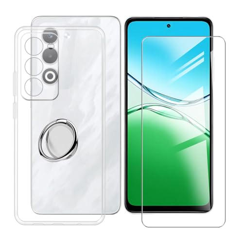 BUNALFaa Hülle für Oppo K13x 5G (6.67") Handyhülle + Gehärtetes Glas, Cover Stoßfest Sturzsichere Schutzhülle Weich Silikon Case mit Handy Ring Handyhalter Fingerhalter 360° von BUNALFaa