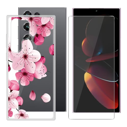 BUNALFaa Hülle für Oukitel C61 Pro (6.80") Cover Handyhülle + Gehärtetes Glas schutzfolie Displayschutzfolie, Hüllen Sturzsichere Schutzhülle Transparent Weich Silikon Case -in voller Blüte Sein von BUNALFaa