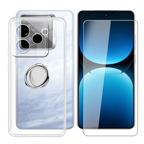 BUNALFaa Hülle für Realme GT7 (6.80") Handyhülle + Gehärtetes Glas, Cover Stoßfest Sturzsichere Schutzhülle Weich Silikon Case mit Handy Ring Handyhalter Fingerhalter 360° von BUNALFaa