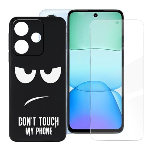 BUNALFaa Hülle für Redmi 13X (6.79") Cover Handyhülle + Gehärtetes Glas schutzfolie Displayschutzfolie -Sturzsichere Schutzhülle Black Weich Silikon Case -Lass Mich in Ruhe von BUNALFaa
