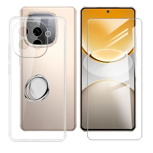 BUNALFaa Hülle für Vivo Y300 GT (6.78") Handyhülle + Gehärtetes Glas, Cover Stoßfest Sturzsichere Schutzhülle Weich Silikon Case mit Handy Ring Handyhalter Fingerhalter 360° von BUNALFaa