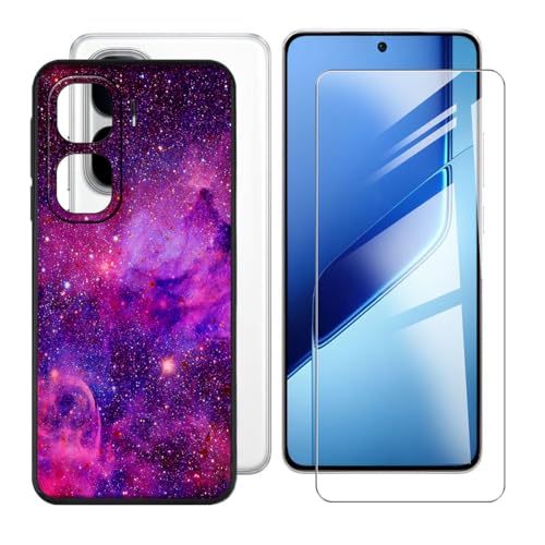 BUNALFaa Hülle für Vivo iQOO Neo10 Pro+ (6.82") Cover Handyhülle + Gehärtetes Glas schutzfolie Displayschutzfolie -Sturzsichere Schutzhülle Black Weich Silikon Case -Reise vorbei von BUNALFaa