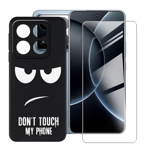 BUNALFaa Hülle für Xiaomi 15S Pro (6.73") Cover Handyhülle + Gehärtetes Glas schutzfolie Displayschutzfolie -Sturzsichere Schutzhülle Black Weich Silikon Case -Lass Mich in Ruhe von BUNALFaa