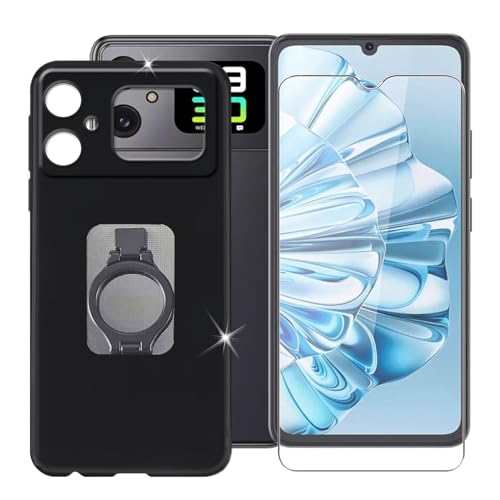 BUNALFaa für Cubot A20 (6.75") Handyhülle + Gehärtetes Glas, Hülle rutschfeste Stoßfest Sturzsichere Schutzhülle Weich Silikon Case mit Handy-Ringhalter - Schwarz von BUNALFaa