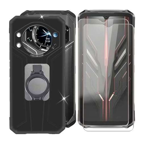 BUNALFaa für Doogee S119 (6.72") Handyhülle + Displayschutz(2 Sätze), Hülle rutschfeste Stoßkasten Schale Schutzhülle mit Handy-Ringhalter - Schwarz von BUNALFaa