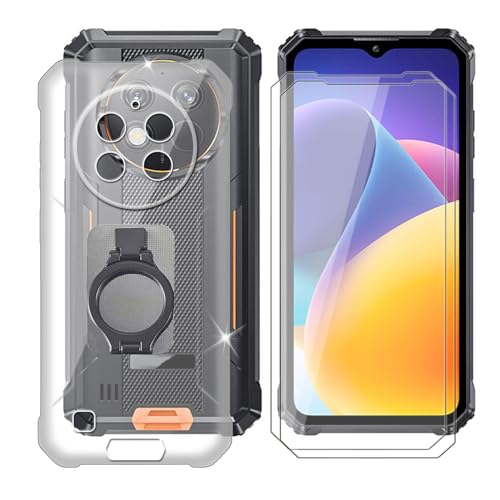 BUNALFaa für Oukitel G1 (6.52") Handyhülle + Displayschutz(2 Sätze), Hülle rutschfeste Stoßkasten Schale Schutzhülle mit Handy-Ringhalter - Transparent von BUNALFaa
