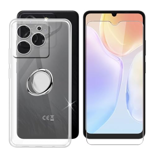 BUNALFaa für Ulefone Note 20 Pro (6.75") Handyhülle + Gehärtetes Glas, Hülle rutschfeste Stoßfest Sturzsichere Schutzhülle Weich Silikon Case mit Handy Ring Handyhalter Fingerhalter 360° von BUNALFaa