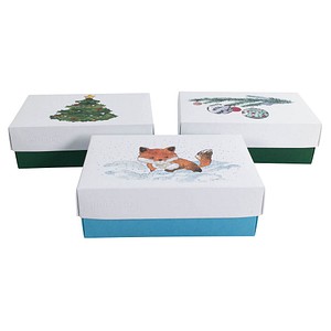 3 BUNTBOX Weihnachten M Geschenkboxen-Set weiß von BUNTBOX