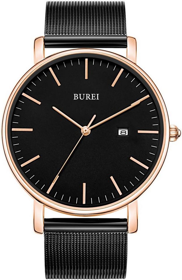 BUREI für Männer mit Mesh-Band,Geschenke Watch, Elegante Quarz mit Edelstahlgehäuse, wasserdicht und präzise von BUREI