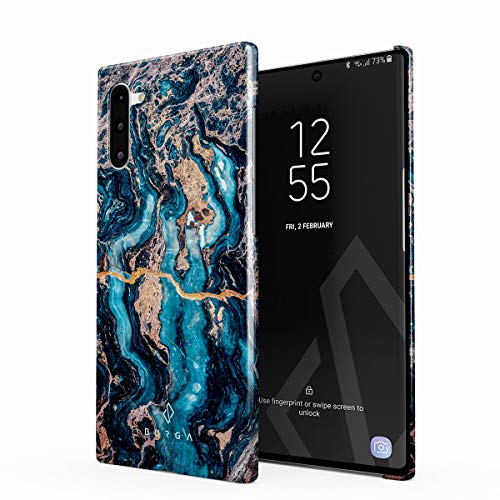 BURGA Handyhülle Kompatibel mit Samsung Galaxy Note 10 - Crystal Blue Teal Türkis Marble Cute Case for Girls Thin Design Durable Hard Plastic Protective Case von BURGA
