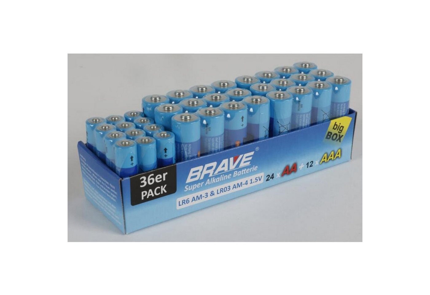 BURI 24x 36er-Packung Brave Alkaline Batterien AA & AAA Großpackung Batterie, (864 St) von BURI