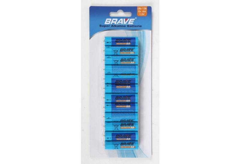 BURI 48x 12er-Set Brave Super Alkaline Batterie AA LR6 1,5V Großpackung 576 Batterie, (576 St) von BURI