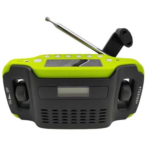 Kurbelradio Tragbares Notfallradio Solar Radio Akkuradio mit Handy Ladefunktion, LED-Taschenlampe, AM/FM Solarradio für Camping Outdoor von BURI