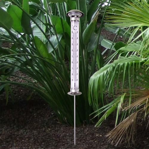 Solar LED Außenthermometer Gartenthermometer Wetterstation Temperaturmesser Deko von BURI