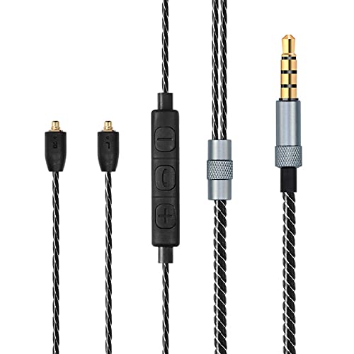 SE215 Kabel, OFC Ersatz MMCX Stereo Audio Aux Kabel mit Mikrofon Mikrofon Verlängerungskabel für Shure SE215 SE315 SE846 SE535 SE425 KSE1500 Kopfhörer - mit Mikrofon von BUTIAO