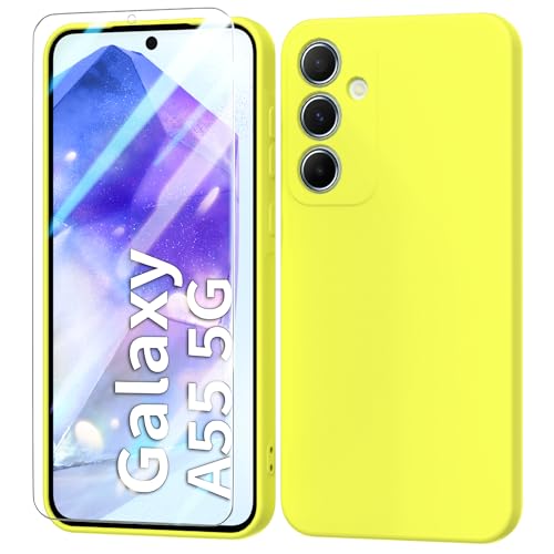 BUTISHIYU Handyhülle kompatibel mit Samsung Galaxy A55 5G 2024 Silikon Hülle + Schutzfolie,Dünne Weiche TPU Schutzhülle Schutz für Samsung Galaxy A55 5G - Gelb BUTISHIYU Handyhülle kompatibel mit Samsung Galaxy A55 5G 2024 Silikon Hülle + Schutzfolie,Dünne Weiche TPU Schutzhülle Schutz für Samsung Galaxy A55 5G - Gelb von BUTISHIYU
