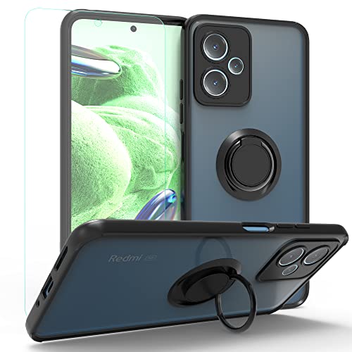 BUTISHIYU Matt Hülle für Xiaomi Redmi Note 12 5G / Poco X5 + Schutzfolie,Stoßfest FallSchutz Handyhülle Mit 360 ° Verdrehbare Ring,Mattierte Durchscheinende Rückseite Schutzhülle - Schwarz BUTISHIYU Matt Hülle für Xiaomi Redmi Note 12 5G / Poco X5 + Schutzfolie,Stoßfest FallSchutz Handyhülle Mit 360 ° Verdrehbare Ring,Mattierte Durchscheinende Rückseite Schutzhülle - Schwarz von BUTISHIYU