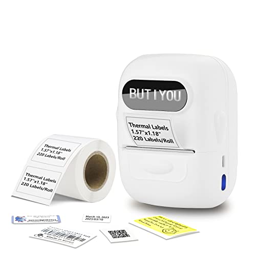 BUTIYOU P50 Thermo-Etikettendrucker mit Klebeband, kabelloser Bluetooth-Etikettendrucker für Barcode, Adresse, Kleidung, kleine Unternehmen, Zuhause, tragbarer Aufkleberhersteller, kompatibel mit iOS von BUTIYOU