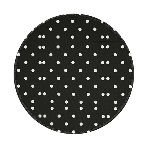 BUULOO Rundes Mauspad mit schwarzen und weißen Punkten und rutschfester Gummiunterseite, Mauspads für Computer, Laptops, Büros und Zuhause, 20 cm Durchmesser. von BUULOO