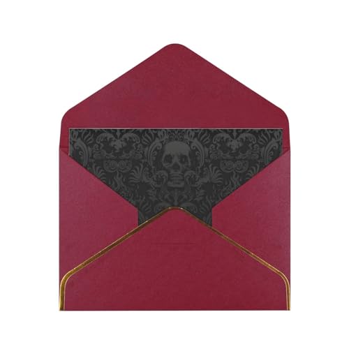 Gold getrimmt Perle Papier Gruß Gothic Tapete Schädel Karte Weihnachten Karte/Neujahr/Geburtstag/Urlaubswünsche mit gedrucktem Muster. von BUULOO