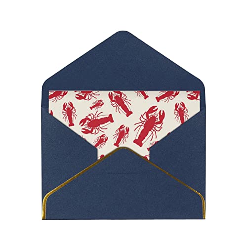 Gold getrimmt Perle Papier Gruß Rot Hummer Karte. Weihnachtskarte/Neujahr/Geburtstag/Urlaubswünsche mit gedrucktem Muster. von BUULOO