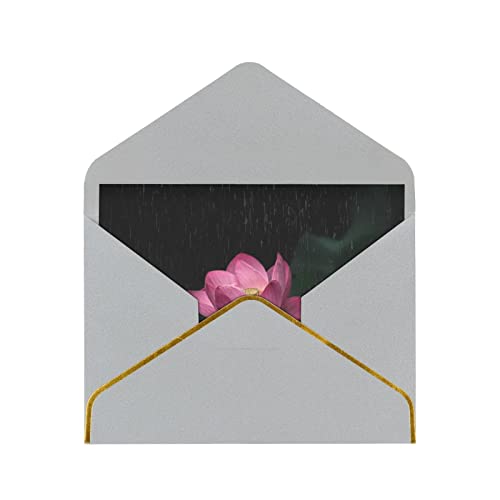 Gold getrimmte Perle Papier Gruß Lotus Blume Karte. Weihnachtskarte/Neujahr/Geburtstag/Urlaubswünsche mit gedrucktem Muster. von BUULOO