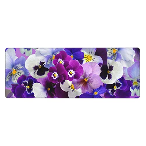 Großes Tastatur-Pad aus Gummi, violette Blume, 30 x 80 cm, Mauspad, Schreibtischunterlage, Laptop-Schreibtischunterlage, Büro- und Heimgebrauch. von BUULOO