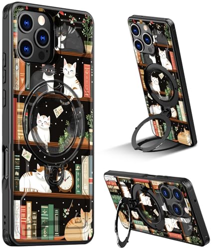 BVCLKJPOI Robuste Schutzhülle für iPhone 16 Pro Max mit 360° drehbarem Ringständer, magnetische Autohalterung, militärische Qualität, doppellagig, stoßfest, Ganzkörper-Schutzhülle, Katzen-Bücherregal BVCLKJPOI Robuste Schutzhülle für iPhone 16 Pro Max mit 360° drehbarem Ringständer, magnetische Autohalterung, militärische Qualität, doppellagig, stoßfest, Ganzkörper-Schutzhülle, Katzen-Bücherregal von BVCLKJPOI