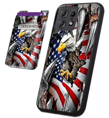 BVCLKJPOI Schutzhülle für Motorola Edge 50 Pro mit Kartenhalter, 2-in-1 dünne TPU-stoßfeste Abdeckung + aufklebbare Brieftaschentasche, kratzfeste weiche Schutzhülle für Moto Edge Pro 5G (6,7 Zoll von BVCLKJPOI