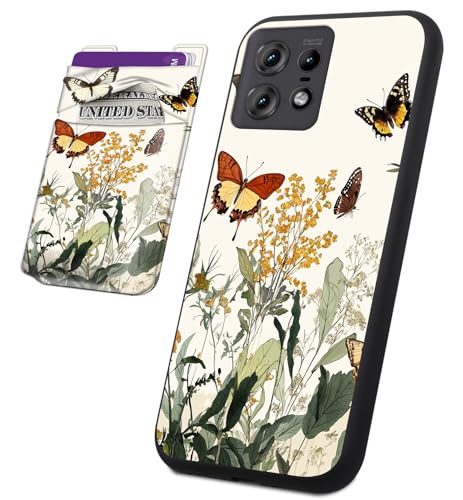 BVCLKJPOI Schutzhülle für Motorola Edge 50 Pro mit Kartenhalter, 2-in-1 dünne TPU-stoßfeste Abdeckung + aufklebbare Brieftaschentasche, kratzfeste weiche Schutzhülle für Moto Edge Pro 5G (6,7 Zoll von BVCLKJPOI