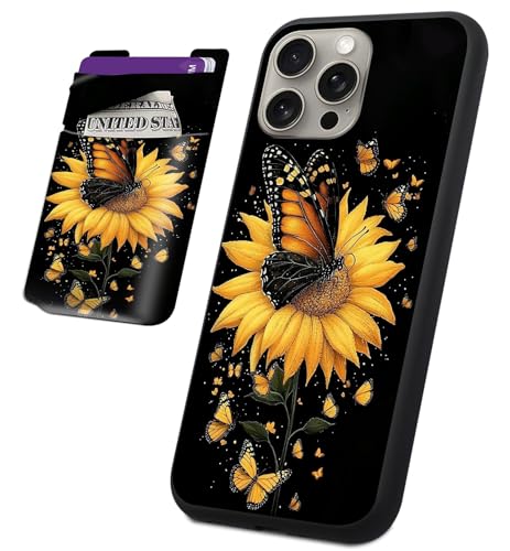 BVCLKJPOI Schutzhülle für iPhone 15 Pro mit Kartenhalter, schlanke TPU-Stoßfeste Abdeckung für Frauen und Mädchen + aufklebbare Brieftaschentasche, kratzfeste, weiche Schutzhülle für iPhone 15 Pro 6,1 von BVCLKJPOI