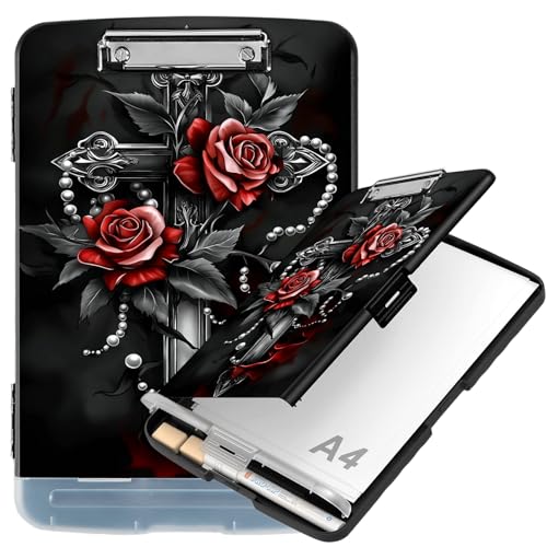 Klemmbrett mit Ablagefach, 21,6 x 27,9 cm Briefgröße, seitliche Öffnung, Klemmbrett mit Stifthalter, hartes tragbares Klemmbrett Organizer für Krankenschwester, Lehrer, Bauunternehmer, Baustelle, Rose Klemmbrett mit Ablagefach, 21,6 x 27,9 cm Briefgröße, seitliche Öffnung, Klemmbrett mit Stifthalter, hartes tragbares Klemmbrett Organizer für Krankenschwester, Lehrer, Bauunternehmer, Baustelle, Rose von BVCLKJPOI