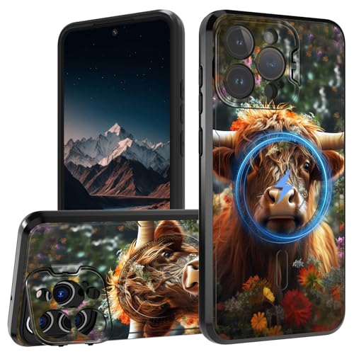 Magnetische Schutzhülle für iPhone 16 Pro Max mit Ständer, integrierter, unsichtbarer Ständer, kompatibel mit MagSafe, doppellagig, robust, sturzsicher, niedliche Kuh Magnetische Schutzhülle für iPhone 16 Pro Max mit Ständer, integrierter, unsichtbarer Ständer, kompatibel mit MagSafe, doppellagig, robust, sturzsicher, niedliche Kuh von BVCLKJPOI