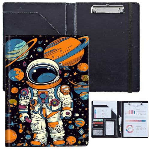 PU-Leder-Portfolio für Damen, Lebenslauf-Mappe für Interviews, professioneller Business-Organizer mit Dokumentenhalter, Kartenfächern und Stiftschlaufe, passend für Klemmbrett im A4-Format, Astronaut PU-Leder-Portfolio für Damen, Lebenslauf-Mappe für Interviews, professioneller Business-Organizer mit Dokumentenhalter, Kartenfächern und Stiftschlaufe, passend für Klemmbrett im A4-Format, Astronaut von BVCLKJPOI