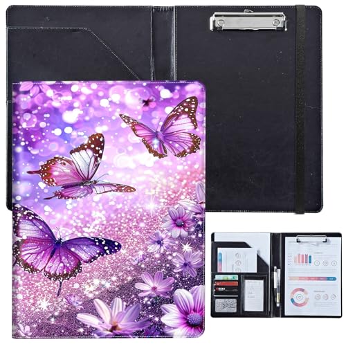 PU-Leder-Portfolio für Damen, Lebenslauf-Mappe für Interviews, professioneller Business-Organizer mit Dokumentenhalter, Kartenfächern und Stiftschlaufe, passend für Klemmbrett im A4-Format, leuchtende PU-Leder-Portfolio für Damen, Lebenslauf-Mappe für Interviews, professioneller Business-Organizer mit Dokumentenhalter, Kartenfächern und Stiftschlaufe, passend für Klemmbrett im A4-Format, leuchtende von BVCLKJPOI