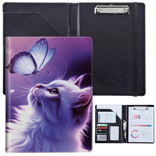 PU-Leder-Portfolio für Damen, Lebenslauf-Mappe für Interviews, professioneller Business-Organizer mit Dokumentenhalter, Kartenfächern und Stiftschlaufe, passend für Klemmbrett im A4-Format, Katze PU-Leder-Portfolio für Damen, Lebenslauf-Mappe für Interviews, professioneller Business-Organizer mit Dokumentenhalter, Kartenfächern und Stiftschlaufe, passend für Klemmbrett im A4-Format, Katze von BVCLKJPOI