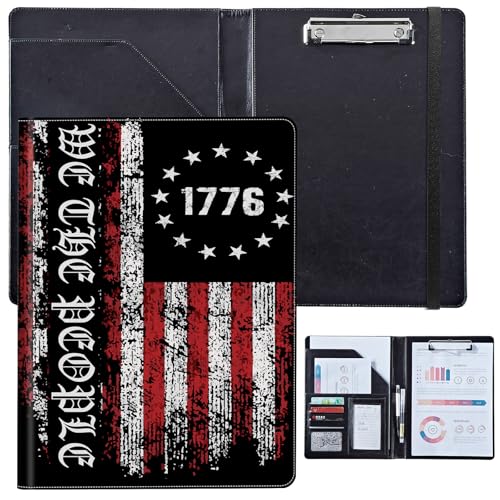 PU-Leder-Portfolio für Damen, Lebenslauf-Mappe für Interviews, professioneller Business-Organizer mit Dokumentenhalter, Kartenfächern und Stiftschlaufe, passend für Klemmbrett im A4-Format, USA-Flagge PU-Leder-Portfolio für Damen, Lebenslauf-Mappe für Interviews, professioneller Business-Organizer mit Dokumentenhalter, Kartenfächern und Stiftschlaufe, passend für Klemmbrett im A4-Format, USA-Flagge von BVCLKJPOI