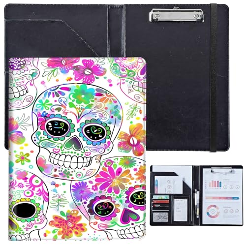 PU-Leder-Portfolio für Damen, Lebenslauf-Mappe für Vorstellungsgespräche, professioneller Business-Organizer mit Dokumentenhalter, Kartenfächern und Stiftschlaufe, passend für Klemmbrett im A4-Format von BVCLKJPOI