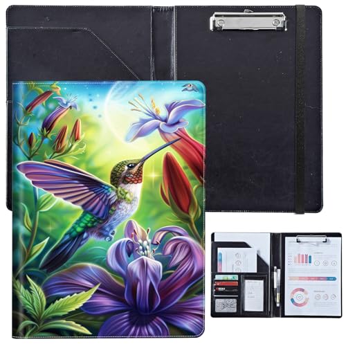 PU-Leder-Portfolio für Damen, Lebenslauf-Mappe für Vorstellungsgespräche, professioneller Business-Organizer mit Dokumentenhalter, Kartenfächern und Stiftschlaufe, passend für Klemmbrett im A4-Format von BVCLKJPOI