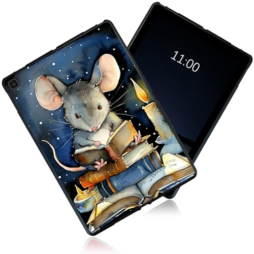 Schwarz Frosted Hülle für Samsung Galaxy Tab A7 10.4 Zoll 2022/2020 (SM-T500/T503/T505/T507/T509), Soft TPU Slim Shockproof Anti-Rutsch-Gummi Matte Bumper für Galaxy Tab A7 Hülle, Cute Mouse von BVCLKJPOI