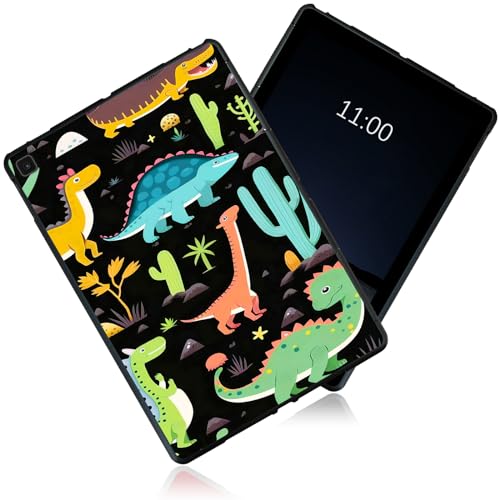Schwarz Frosted Hülle für Samsung Galaxy Tab S6 Lite 10.4 Zoll 2024/2022/2020, Soft TPU Slim Stoßfest Tab S6 Lite Hülle, Anti-Rutsch Gummi Matte Bumper für Samsung S6 Lite Hülle, Cute Dinosaurier von BVCLKJPOI