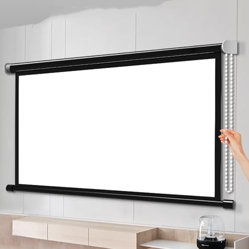 Einziehbare Projektionsleinwand, HD-Filmleinwand, Wand-/Deckenmontage, faltenfrei, leicht, perfekt für Heimbüro, Kino, TV, Projektionsleinwand (152,4 cm (60 Zoll) (16:9)) von BVDHASDBT