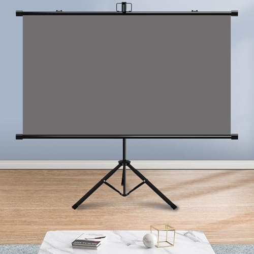 Herunterziehbare Manuelle Projektionsleinwand, Projektionsleinwand Mit Ständer, Mit Tragetasche, Wand-/Deckenmontage for Heimkino, Kino, Büro, HD-Filmleinwand(60"(16:9)) von BVDHASDBT