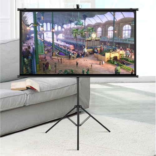 Manuell Herunterziehbare Projektionsleinwand, Projektionsleinwand Und Ständer, Knitterfrei, Leicht, Mit Automatischer Verriegelung, for Heimkino-Partys Und Filmabende Im Garten(72"(16:9)) von BVDHASDBT