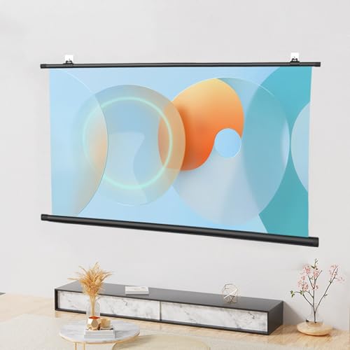 Mobile Filmleinwand, HD-Filmleinwand, Tragbare Projektor-Filmleinwände Zur Wand-/Deckenmontage, Perfekt for Heimkino-Projektionen Im Innen- Und Außenbereich(60"(16:9)) von BVDHASDBT